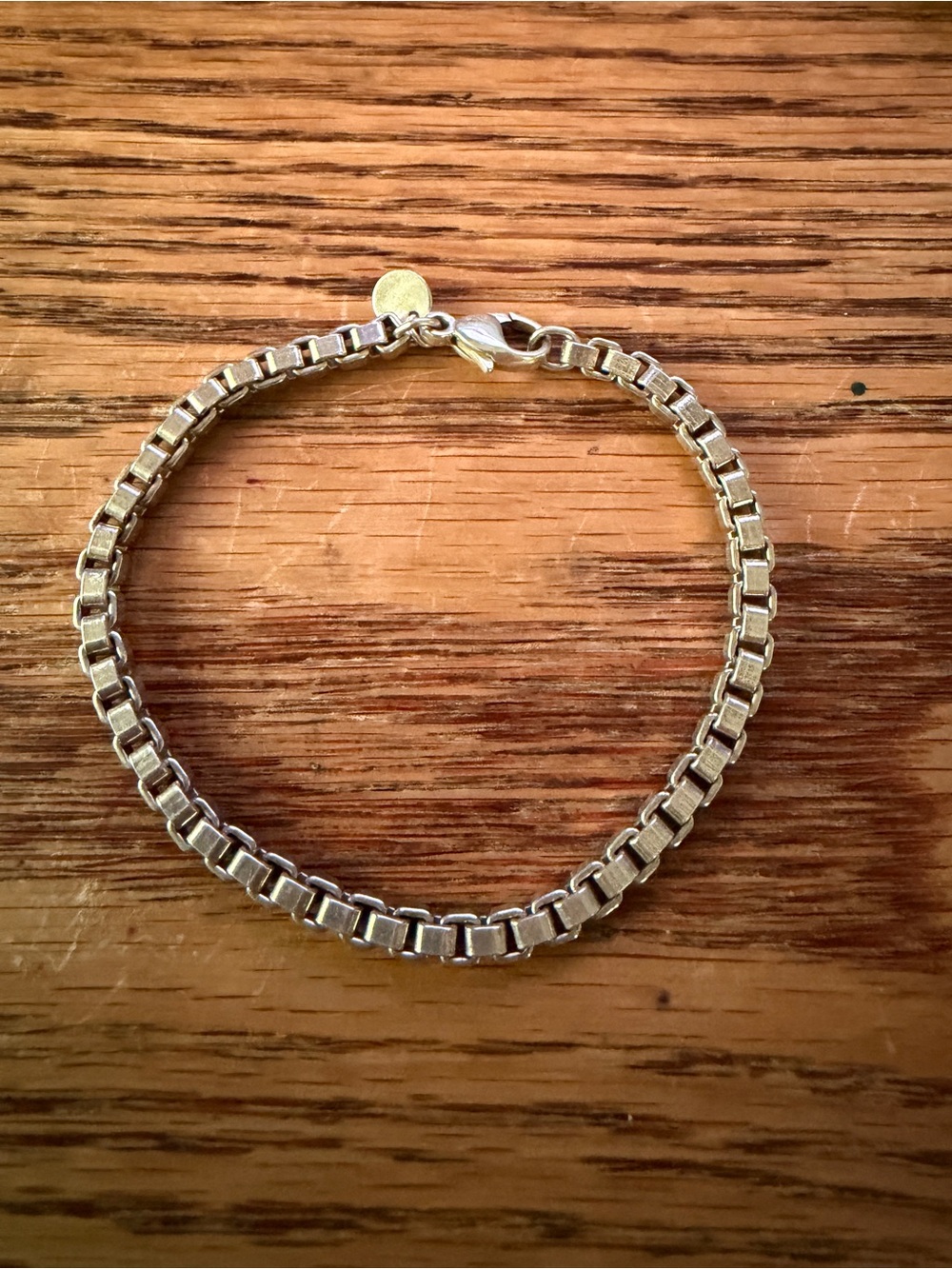 Tiffany & Co. Sterling Silver Box Chain Bracelet with Tiffany Blue Pouch